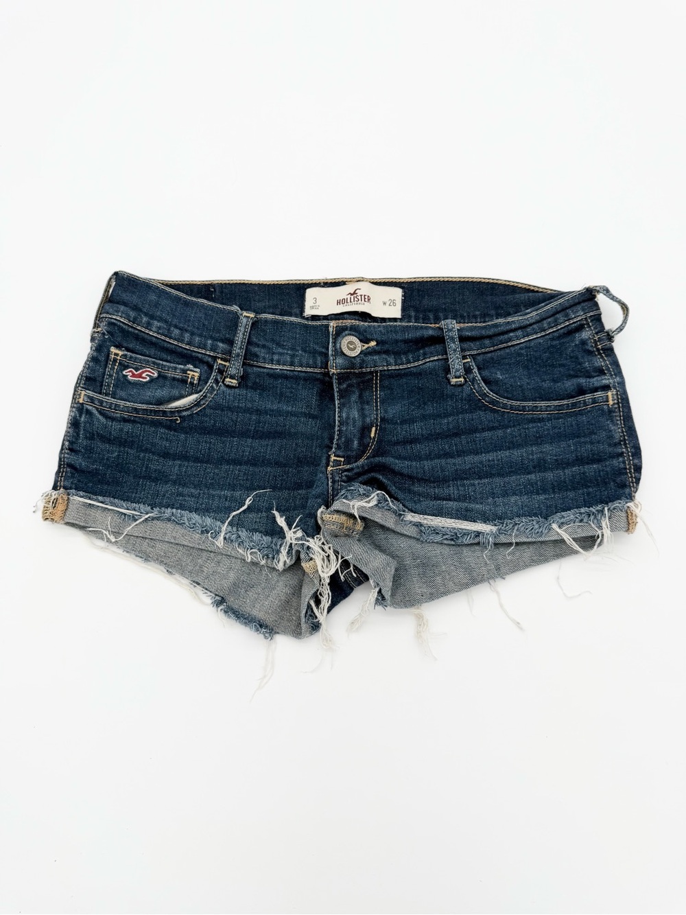 Hollister Y2K Low Rise Frayed Denim Shorts Size 3 W26